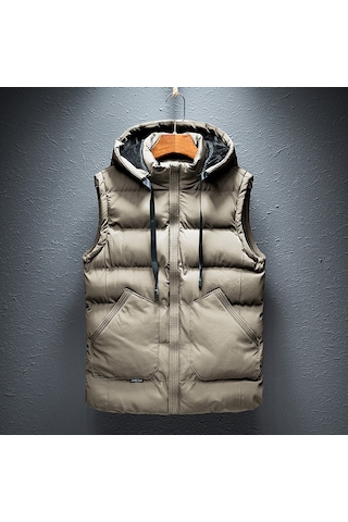 Yeni Erkek Sonbahar Ve Kış Sıcak Pamuklu Yelek Haki