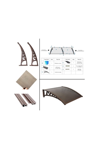 Pratik Sundurma Kapı Pencere Üstü 100x100 Cm Bronz 6 Mm Levhalı Bronz
