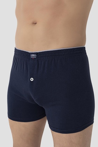 Arma Yıldız Erkek Lacivert Düğmeli Boxer 3'lü Paket %100 Pamuklu Penye Lacivert
