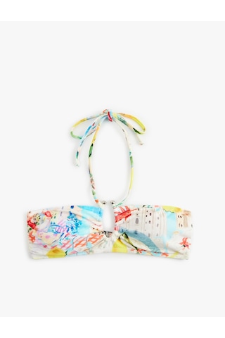 Koton Amalfi Temalı Limon Desenli Straplez Bikini Üstü Mavi Desenli 5sak10246mm Mavi Desenli