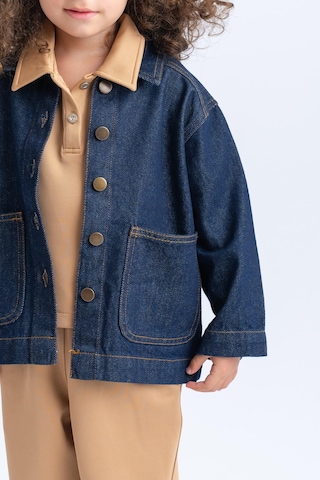 Oliven The Kid Oliventhekid Unisex Cepli Koyu Yıkama Kot Ceket Mavi Mavi