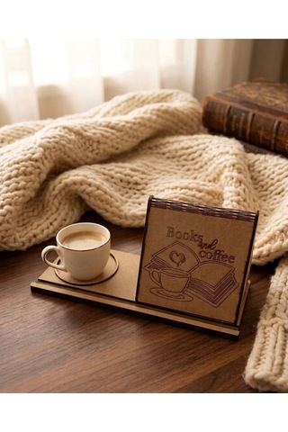 Kupa Tutuculu Üçgen Kitap Standı-books And Coffee