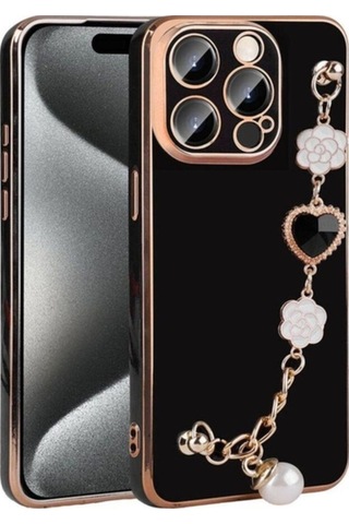 Apple Uyumlu iPhone 15 Pro Kılıf El Tutamaçlı Kamera Korumalı Zore Taka Silikon Kapak Siyah