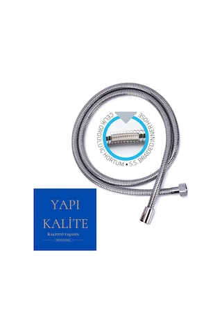 YAPI KALİTE Çelik Örgülü Kopmaz Dolanmaz Banyo Duş Spiral Hortumu