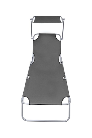 VidaXL  Gölgelikli Katlanır Şezlong Gri Alüminyum