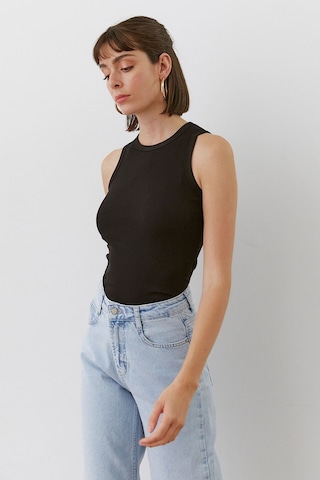 Kadın Fitilli Ribana Halter Yaka Atlet Yazlık Şık Basic SIYAH