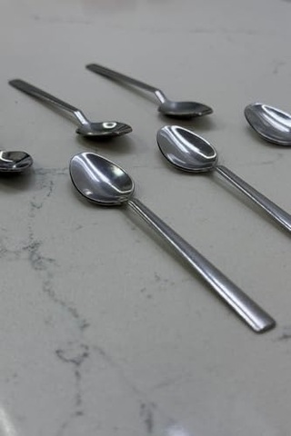 Albergio Paslanmaz Çelik Çubuk Çay Kaşığı 6 Adet 11 Cm Modern Tasarım Gri Çok Renkli