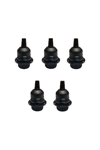 İtalyan Tip E27 Tam Dişli Duy Vidasız Geçmeli Bakalit Siyah 250v-4a 5 Adet