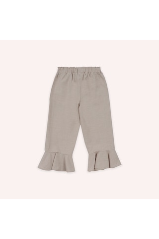 Panço Kız Çocuk Paçası Fırfırlı Pantolon Bej
