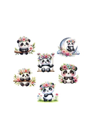 Agamix Sevimli Panda Duvar Stickerları 309861199 Beyaz