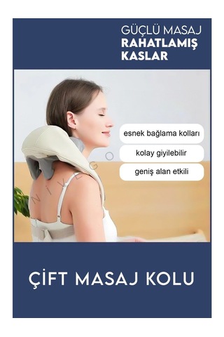 Nivego Sıcak Kompresli Omuz Ve Boyun Ovmalı Isıtmalı Yoğurmalı Sırt Bel 4d Masaj Cihazı Gri