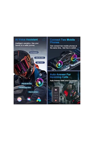 Y13 Motor Kask Kulaklık Rgb Modlu Radyolu Motosiklet Kulaklık 5.3 Bluetooth Intercom 92478141