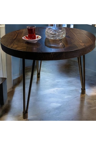 Köknar Orta Sehpa 50 Çap Ahşap - Siyah