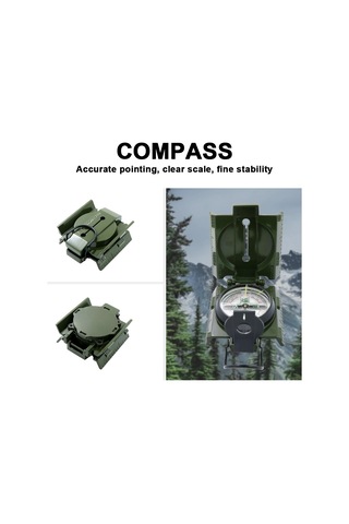 Yaozixa Yeşil Metal+abs Topografik Pusula, Işıklandırmalı, Doğru Navigasyon, Manzaralı Teleskop, Ölçüm Cetveli İle Outdoora Uygun