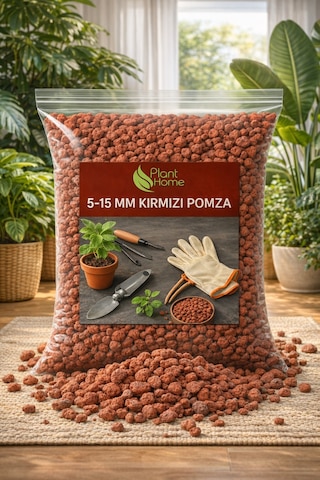 5-15 Mm Kırmızı Pomza Taşı Saksı Bitkileri İçin Drenaj Ve Havalandırma Sağlayan Premium Pomza 5 Lt