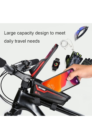 Wıld Man Es12 1l Dağ Bisikleti Ön Kiriş Çantası Bisiklet Su Geçirmez Telefon Eyer Çantası, Renk: Kırmızı Siyah