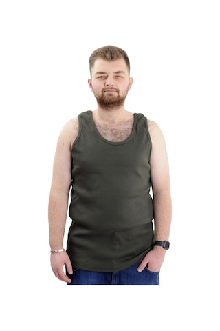 Mode Xl Büyük Beden Erkek Kolsuz Atlet 6341 Haki