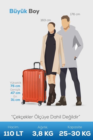 Polo&sky Spring Model Turuncu Renk Büyük Boy Valiz Bavul Turuncu