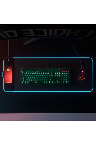 K9186 Kablosuz Şarj Cihazlı Rgb Aydınlatma Mouse Pad Siyah
