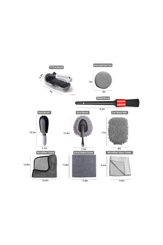 Geeksen 10 Parçalı Araç Temizleme Seti - Jant Fırçası, Lastik Fırçası Ve Mikrofiber Malzemeler İçerir