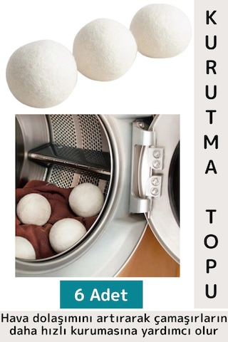Kırışıklık Azaltan Hızlı Kuruma Sürtünme Engelleyen Çamaşır Makinesi Pratik Yün Kurutma Topu 6 Adet Çok Renkli