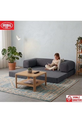 Pleasant K180x90 Sünger Kanepe Modüler Kadife Kumaşlı Koltuk Antrasit