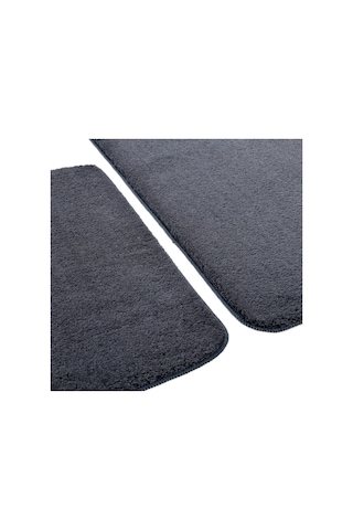 2'li Peluş Banyo Paspası Takımı Yumuşak Kaymaz Tabanlı Klozet Takımı 60x50 - 60x100 Koyu Gri