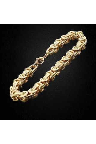 Çelik Bileklik Kral Zincir Model 0.5 Mm 22 Cm Bizans Bağlantı Altın Sarısı Gold Altın