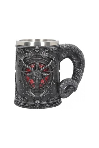 Pentagram Boynuz Bira Kupa Paslanmaz Çelik Ve Amp Reçine 3d Tankard Kahve Bira Kupa Drinkware Cup Mystic Wicca Fan Hediye Kupalar Siyah A