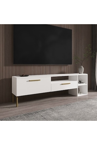 Tv Sehpası Pergo Beyaz Gold 160 Cm