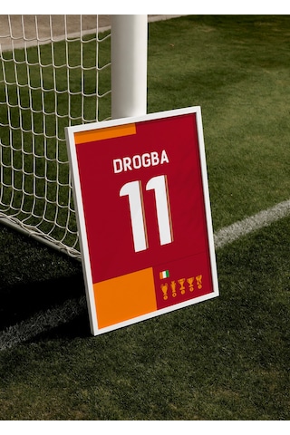 D.drogba 11 Poster Tablo Beyaz Çerçeveli