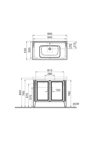 VitrA Valarte 62157 Lavabo Dolabı Kapaklı 100 Cm Mat Gri Çok Renkli