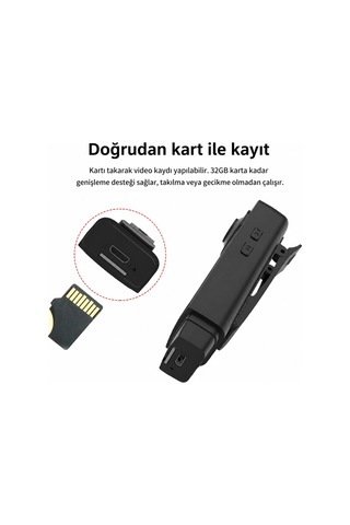 A18 Mini Yaka Kamerası 1080p Full Hd Sesli Video Kaydedici Gece Görüşlü Hareket Algılamalı Taşınabilir Vücut Kamerası Siyah