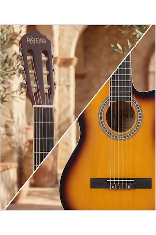 Ravenni Rcg-120 4/4 Klasik Gitar Tam Boy Kesik Kasa Kılıf+penaseti+kapo Hediyeli Sunburst