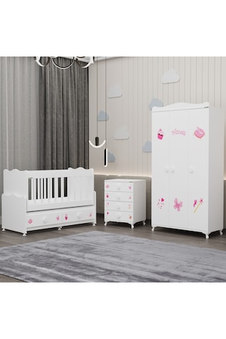 Elegant Yıldız 3 Bebek Odası Takımı - Prenses Beyaz