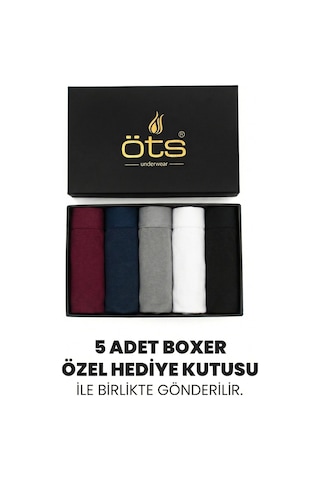 JUST INNER Öts Premium Erkek 5 Li Modal Boxer Modal Hediye Kutulu Ultra Yumuşak Modal Kumaş Esnek Kalıp Ve Kaliteli Esnek Ve Konfor Renkli