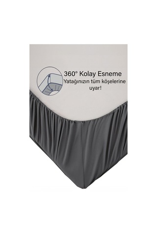 Ranforce Antrasit Pamuklu Tek / Çift Kişilik Battal Tam Kenar Lastikli Çarşaf 14 Renk Fıtted Antrasit