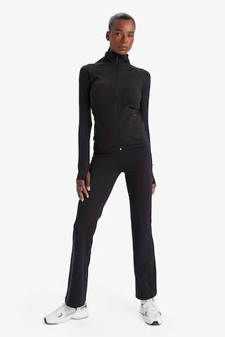 Defacto Defactofit Fitted Vücuda Oturan Ultra Soft Dik Yaka Çift Cepli Parmak Detaylı Fermuarlı Spor Hırka B3985ax25aubk81 Siyah