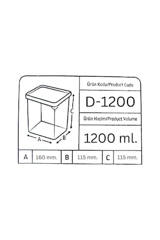 Offbox Dikdörtgen Bakliyat Baharat Gıda Saklama Kabı - 1.2 Lt. - 12 Adet Antrasit Şeffaf