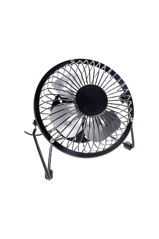 Siyah Usb Mini Kişisel Masa Fan Yuvarlak, Metal, Yukarı Ve Aşağı Döner, 5.7 İnç