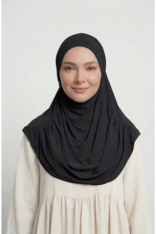 Alivascarf Pratik Hijab Sandy Şal - Hazır Türban Tesettür Eşarp Namazlık Namaz Örtüsü siyah