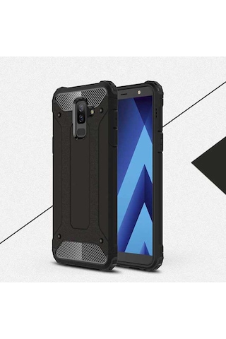 Ekılıf - Samsung Galaxy J8 Uyumlu Kılıf Çift Katman Zırh Tank Crash Military Kapak - Gold