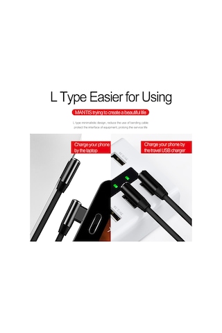 Reedark Type-c Şarj Ve Veri Kablosu, 90 Derece Çift Dirsekli, Tpe Örgülü, Hızlı Şarj, Sabit Transfer, Samsung/lg/oneplus Uyumlu