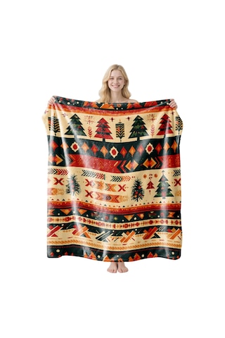 Noel Fral Küçük Battaniye Festival Atmosferi Pratik Kullanım-mt-flr-227 150 100 Yeşil