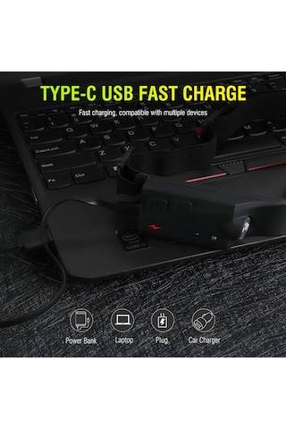 PS-001 5 Aydınlatma Modlu COB LED Sensörlü USB Şarj  Edilebilir Dahili Pilli Kafa Lambası