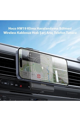 Hoco Hw19 Klima Havalandırma Bölmesi Wireless Kablosuz Hızlı Şarj Araç Telefon Tutucu- 5775 Renkli