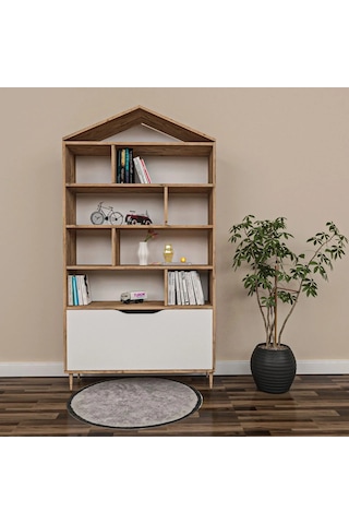Ege Çatılı Kitaplık Mdf Antrasit
