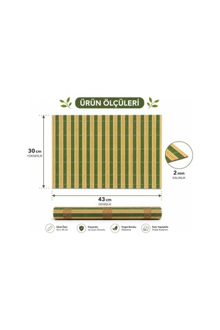Lexroo Bambu Amerikan Servis Sofra Altlığı 43 X 30 Cm 2 Mm Kalınlık Rulo - Tekli, Karışık Renk Çok Renkli