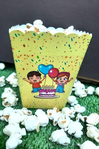 8'li Çocuk Parti Mısır Kutusu - Popcorn Kutusu - Doğum Günü İkram Hediye - Orta Boy Standart