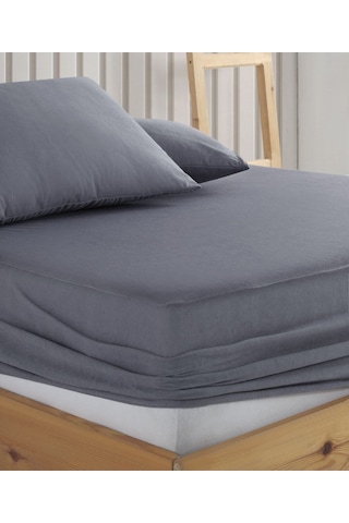 Çift Kişilik Renkli Mikro Set Mikro Fitted Sıvı Geçirmez Yastık Alezi Ve Yatak Alezi Seti Gri